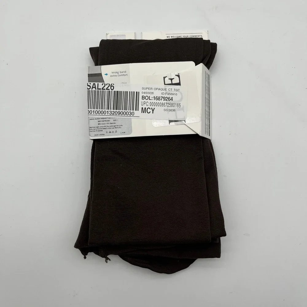 HUE Tights Women Size 1 Espresso Super Opaque Control Top Perfit Technology 9007